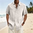 thumbnail image 5 of Yifymode Mens Short Sleeve Shirts Button Down Casual Summer Beach Vacation Lightweight Textured Pocket Dress Shirt Tops,White L, 5 of 8