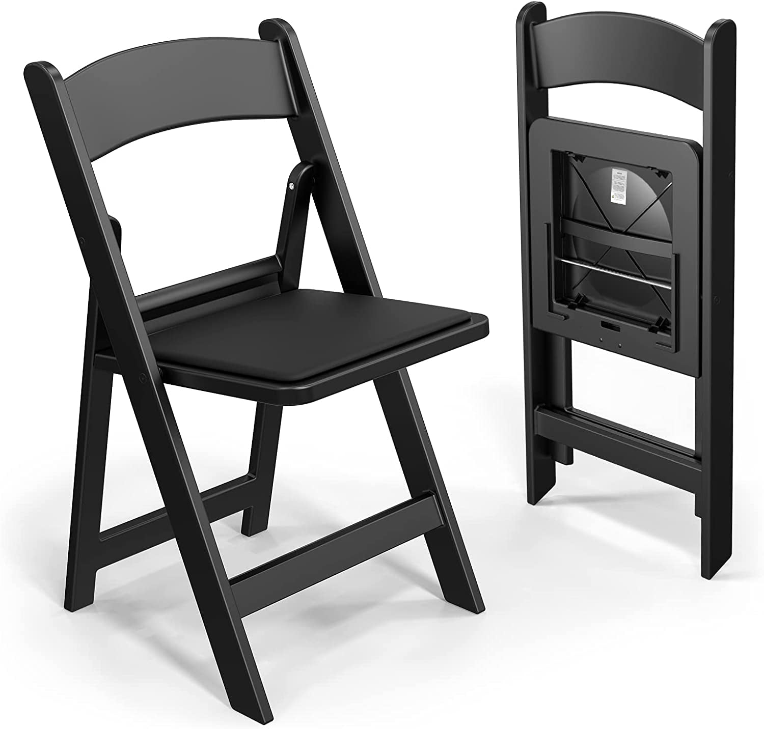VINGLI Black Resin Plastic Folding Chair with Padding Seat Weigh