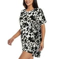 thumbnail image 3 of Womens Pajama Sets With Pocket, Cow Skin 1 Lounge Sets Short Sleeve Sleepwear PJ Sets for Women, 3 of 6