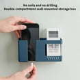 thumbnail image 4 of Wall Mounted Remote Control Holder with Charging Port | Phone & TV Remote Storage Box | Adhesive Mount for Walls & Furniture | Blue, Yellow, White, 4 of 6
