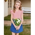thumbnail image 7 of Arshiner Girls Ruffle Short Sleeve Shirts Cute Summer Frill Neck Pleated Textured Blouse Tops, 7 of 7