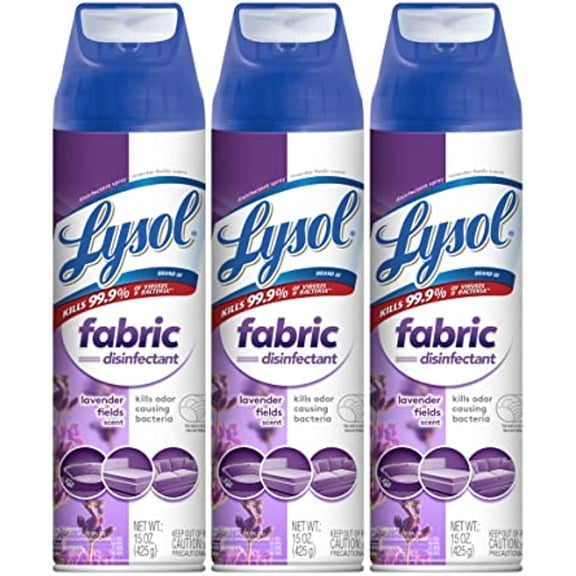 Lysol Fabric Disinfectant Spray, Sanitizing And Antibacterial Spray, For Disinfecting And Deodorizing Soft Furnishings, Lavender Fields 15 Fl. Oz (Pack Of 3)
