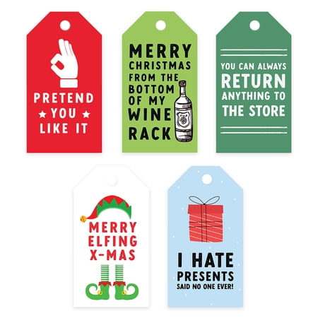 Koyal Wholesale Classic Funny Christmas Gift Tags with String Sarcastic Card Stock Paper Gag Gift, 20-Pack