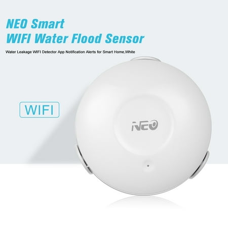 NEO Smart WIFI Water Flood Sensor Water Leakage WIFI Detector App Notification Alerts for Smart (Best Storm Alert App)