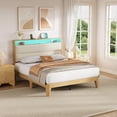 thumbnail image 2 of EastVita Full Size Upholstered Bed with Storage Headboard- LED Boucle Platform Bed with Charging Station- No Box Spring Needed- Easy Assembly- Beige - Space-Saving Design, 2 of 8