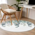 thumbnail image 5 of Botanical Teal Large Area Rugs for Bedroom Living Room, Soft Non Slip Carpet Bedside Rug, Watercolor Eucalyptus Leaves Spring Round Floor Cover Kitchen Accent Rug 3.3' for Dining Room/Office, 5 of 9