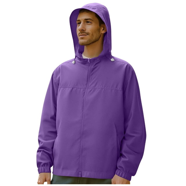 Men's UPF 50 Sun Shirt, Fishing & Outdoor Long Sleeve Hooded Rash Guard, Quick-Dry Sun Protection Shirt with Zipper Pockets