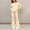 Beige, variant on Girls 2 Piece Outfit Set, Crewneck Elastic Waist Flare Leg Long Sleeve Solid Color Casual Loungewear Matching Clothes Green Size 9-10