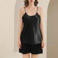 thumbnail image 2 of Nightgown with Built in Bra Satin Pajama Set for Women Silk Sleepwear for Women Set Camis Tops and Shorts Sleepwear Cami Tops and Shorts 2 Piece Pajamas Set Nightwear Black XXL, 2 of 4