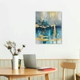 thumbnail image 3 of Nawypu  Blue and Gold Abstract Canvas Wall Art, Modern Blue Wall Art Decor for Bedroom Bathroom,, 3 of 5
