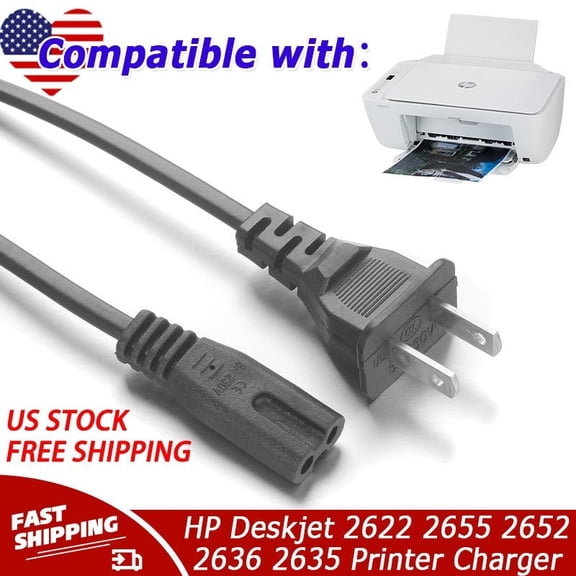AC Power Cord Cable Compatible with HP Deskjet 2622 2655 2652 2636 2635 2680 2640 Printer