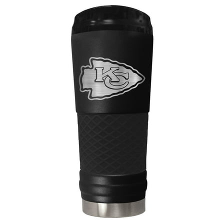 Kansas City Chiefs 24 ounce vacuum insulated stainless steel tumbler in black powder coat and laser etched team logo