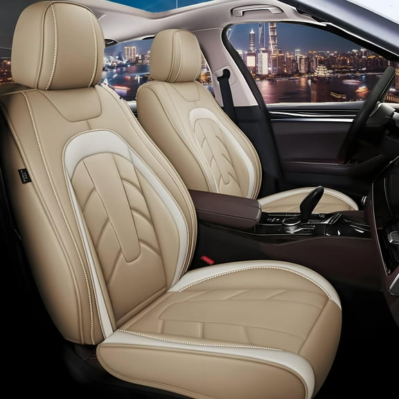 WRWolf Suburban Seat Covers Car Seat Cover Full Set for Chevrolet Suburban 2009-2024,Seat Covers for Cars,Automotive Seat Covers for SUV(Beige)