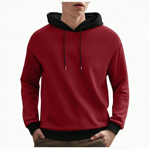 TOWED22 Hoodies for Men Lightweight Oversized Pullover Sweatshirts Fall Loose Fit Casual Hooded with Pocket(Wine,L)