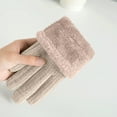 thumbnail image 3 of Xfvqtps Womens Touchscreen Gloves Plush Wrist Edge Plaid Thickened Solid Color Simplicity Hand Warmers Comfortable Soft Elegant Thermal Windproof Snow Winter Mittens Beige, 3 of 5