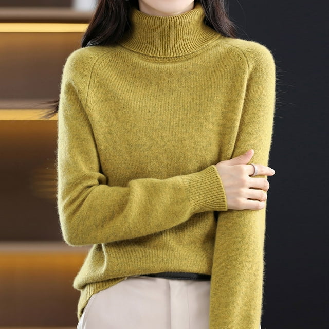 Autumn New Turtleneck Sweater Ladies Loose Large Size Thick Knitted Sweater Bottom Shirt