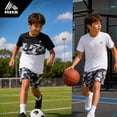 thumbnail image 3 of RBX Boys Athletic Outfit Lightweight Breathable Active Shirts and Basketball Shorts 3 Piece Set, 3 of 7