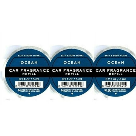 3 Pack Bath and Body Works -Ocean ScentPortable Car Fragrance Refill. 0.2 Oz