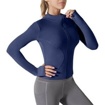 Akafmk Sun Protection Jackets for Women,Hiking Athletic Jacket,Long-sleeved Round-neck Zipper Yoga Sun-protective for Women Breathable Lightweight Outdoor Yoga Gym Jacket