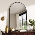 thumbnail image 3 of 20 x 30-pulgada arched wall mirror: wall-mounted vanity mirror con arch metal frame para dormitorio, sala de estar, o bathroom (hanging o leaning, negra), 3 of 7