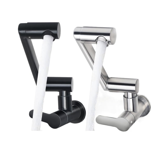 Kitchen Sink Faucet 304 Stainless Steel In-wall Single Hole 360° Rotation Universal Folding Cold Water Tap Balcony Mop Pool Tap ,Easy Opearte