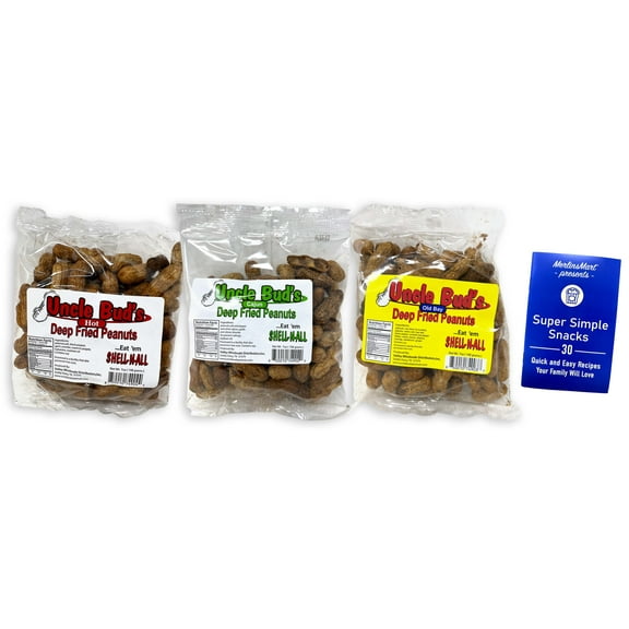 Uncle Bud's Deep Fried Peanuts Gift Assortment - 3 flavors - 1 each: Hot, Cajun, Old Bay (7 oz)   MerlinsMart Zine