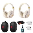 thumbnail image 1 of Beats Studio3 Wireless Series Over-Ear Headphones - Matte White/Gold (MQ572LL/A) 2 pack Kit with USB adapters, 1 of 4