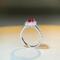 thumbnail image 3 of Oval-Cut Lab-Created Ruby and Diamond Halo Engagement Ring in 925 Sterling Silver – Stunning Women's Bridal Jewelry, Elegant Red Gemstone Ring, 3 of 4