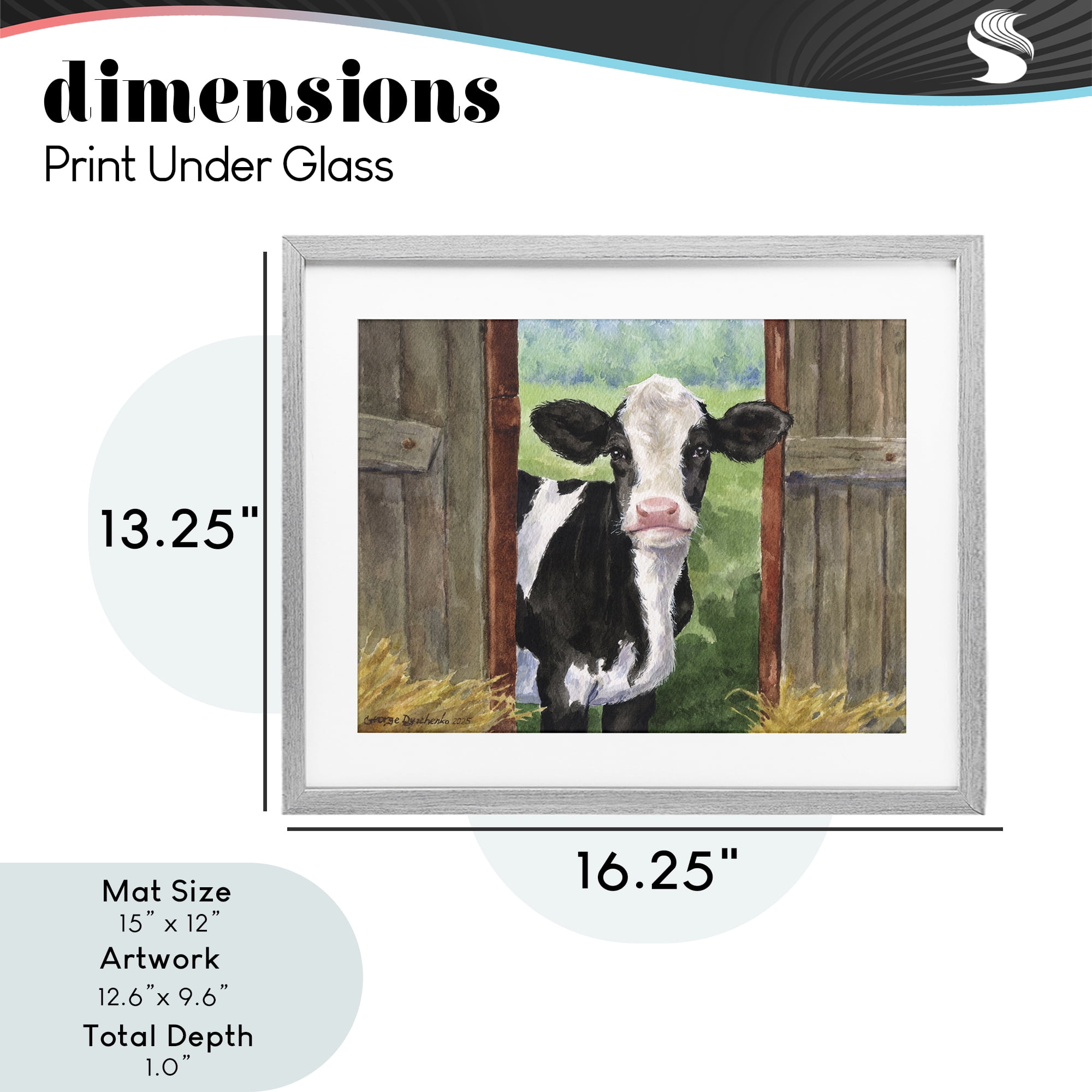 Stupell Industries Cow in Wooden Gate Gray Framed Print Under Glass, design by George Dyachenko