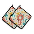 thumbnail image 1 of Carolines Treasures CJ2001-OPTHD Lettre O Rétro Sarcelle Orange Instruments de Musique Initiale Paire de Porte-Pots&44; 7,5 x 3 x 7,5 Po., 1 of 1