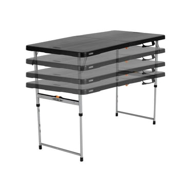 Lifetime 4 Ft. Rectangle Fold-in-Half Adjustable Table, Indoor/Outdoor, Light Commercial, Black (80869)