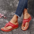 thumbnail image 4 of YOUYEDIAN Orthopedic Sandals for Women 2026 Summer Dressy Open Toe Arch Support Shoes Wide Hiking Non Slip Slip on Slippers (Red), 4 of 7