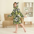 thumbnail image 4 of FORMRS Niños Bathrobe Unisex Hooded Robe Soft Plush Pajamas Sleepwear, Size 7-9T, Green Flower Pattern, 4 of 7
