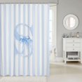 thumbnail image 2 of Manfei Abstract Line Art Shower Curtain 72Wx72L,Blue Cute Monogrammed S Bathroom Curtain, 2 of 5