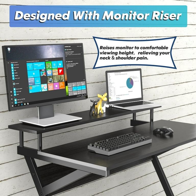 Fitueyes computer desk with monitor shelf corner 2024 study writing desk for small spaces cd307001wb