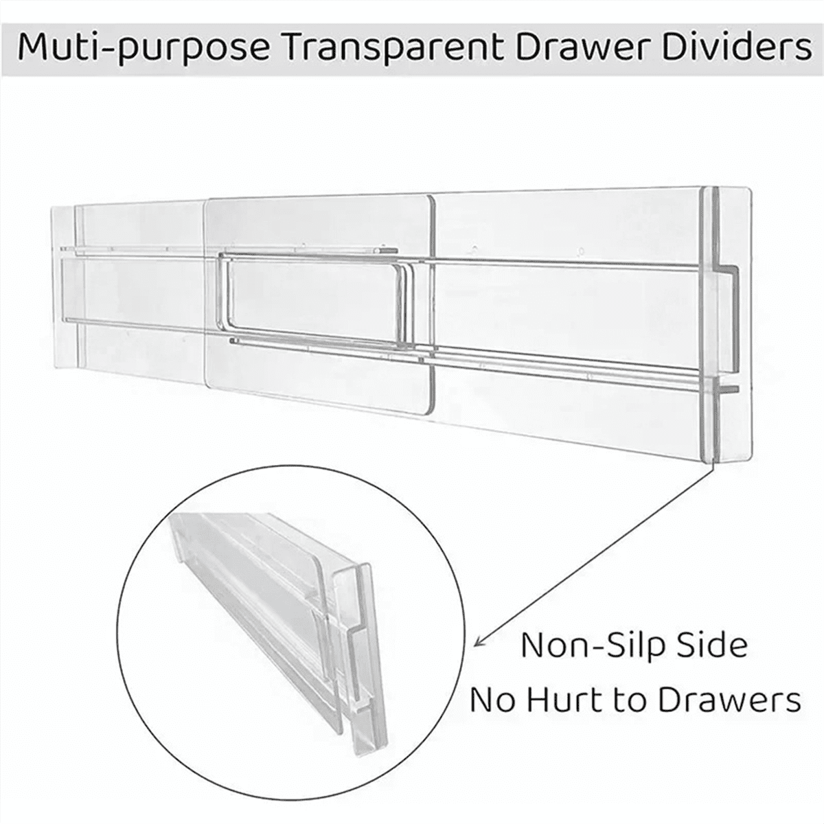 Drawer Dividers 8 Pack, Adjustable Drawer Organizer, Clear Plastic