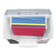 Storex Portable File Box - 12 Height X 14.5 Width X 10.5 Depth External Dimensions - Plastic - Clear, Silver - File (61511U01C)