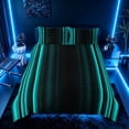 thumbnail image 2 of meiyoeat Modern Teal Striped Duvet Cover Set, Luxury Dark Gradient Bedding Full for Boys, Teal, Black Reversible 3-Piece, 1 Duvet Cover and 2 Pillowcases, 2 of 7