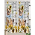 thumbnail image 5 of Sunflowers Dog Living Room Curtains 2 Panel, Spring Watercolor Floral Stars Grey Plaid Cafe Window Treatment, Extra Long Farmhouse Bedroom Bathroom Kitchen Curtains Drapes 104"x72", 5 of 6