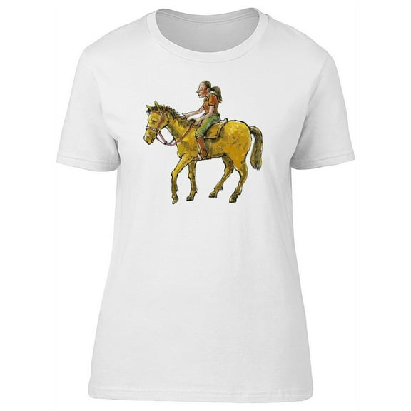 Horseback Riding Cartoon Sketch T-Shirt Women -Image by Shutterstock, Female x-Large