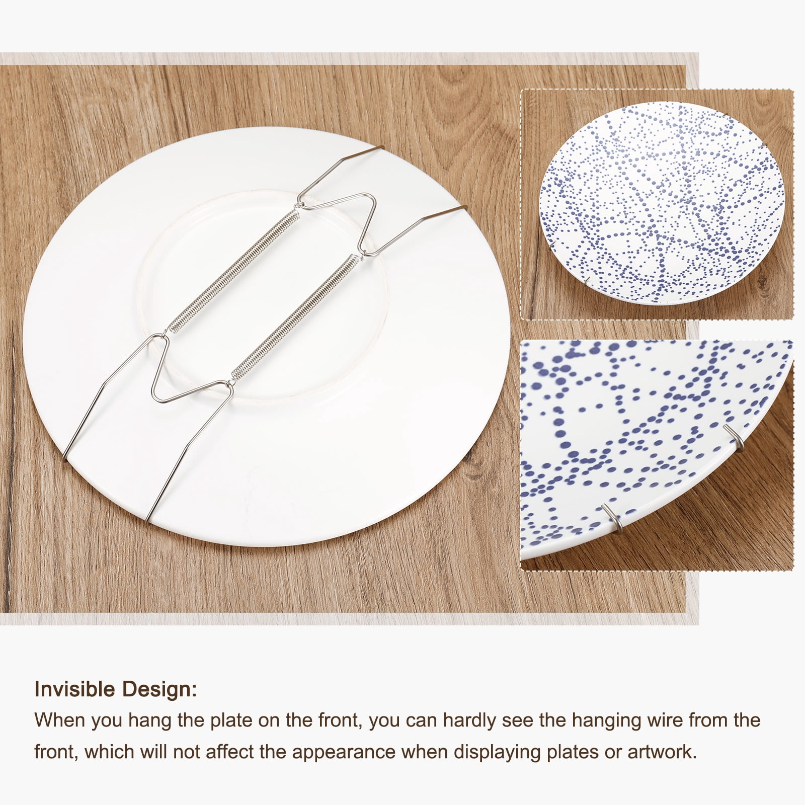 Unique Bargains 10Pcs Invisible Wall Plate Hangers for Plates and Artwork Display Silver