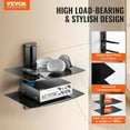 Glass Floating Shelves, Holds up to 18 lbs, TV Wall Mount with