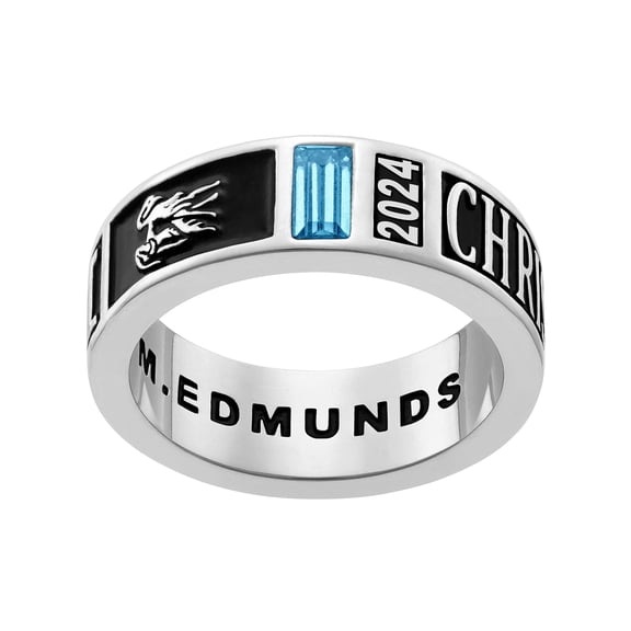 Bhavani Gems CLASS RING Women's' Silver Plated Decorated Band Class Ring, Personalized, High School or College Graduation