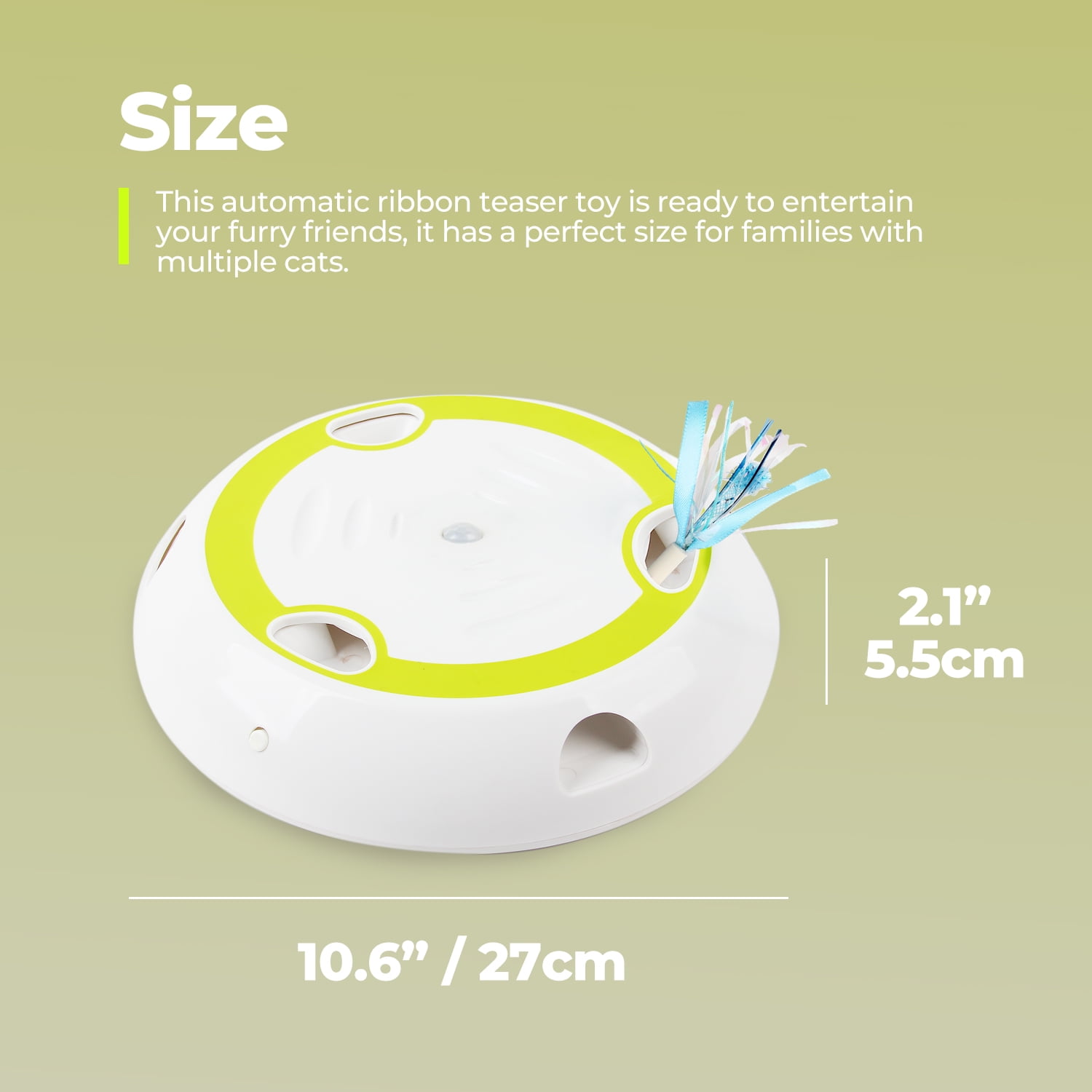 All For Paws Whack-a-Mole Interactive Cat Teaser Toy with Motion Sensor, 6 Holes Automatic Feather Mice Toy for Indoor Cats