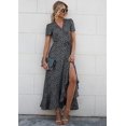 thumbnail image 3 of PRETTYGARDEN Women's Summer Wrap Maxi Dress Casual Boho Floral V Neck Short Sleeve Ruffle Hem Split Beach Long Dresses, 3 of 7