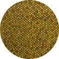 thumbnail image 1 of Ahgly Company Machine Washable Indoor Round Abstract Yellow Modern Area Rugs, 6' Round, 1 of 4