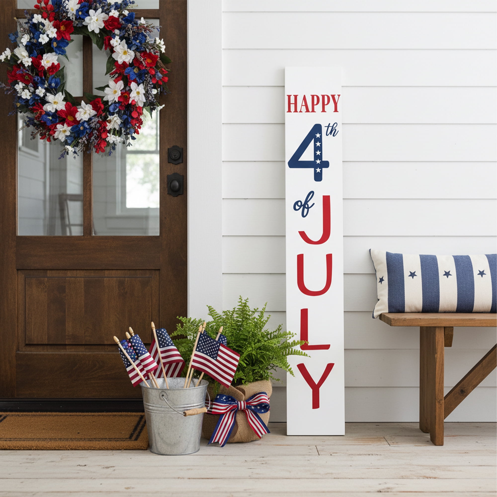 Calloway Mills 118865907 Happy 4th of July White Porch leaner, 59" x 07"
