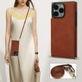 thumbnail image 7 of CoverTrend Wallet Case for iPhone 16 Pro, Crossbody Shoulder Strap RFID Blocking Card Holder Magnetic Flip Folio Purse, Shockproof Leather Strap Case for iPhone 16 Pro, Brown, 7 of 7