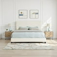 thumbnail image 3 of Bridgevine Home King Size White Polyester Upholstered Platform Bed with Veneer Headboard, 3 of 19
