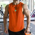 thumbnail image 2 of Aayomet Débardeurs Hommes Sans Manches T-Shirt Brocoli Mode Slim Été Col Rond Manches Courtes (Orange, TTG), 2 of 3